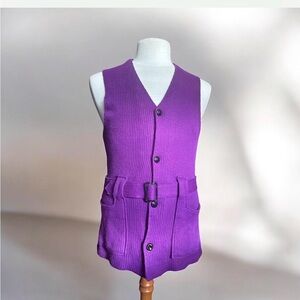 Vintage Capri West by Townline Purple Knit Vest with Belt